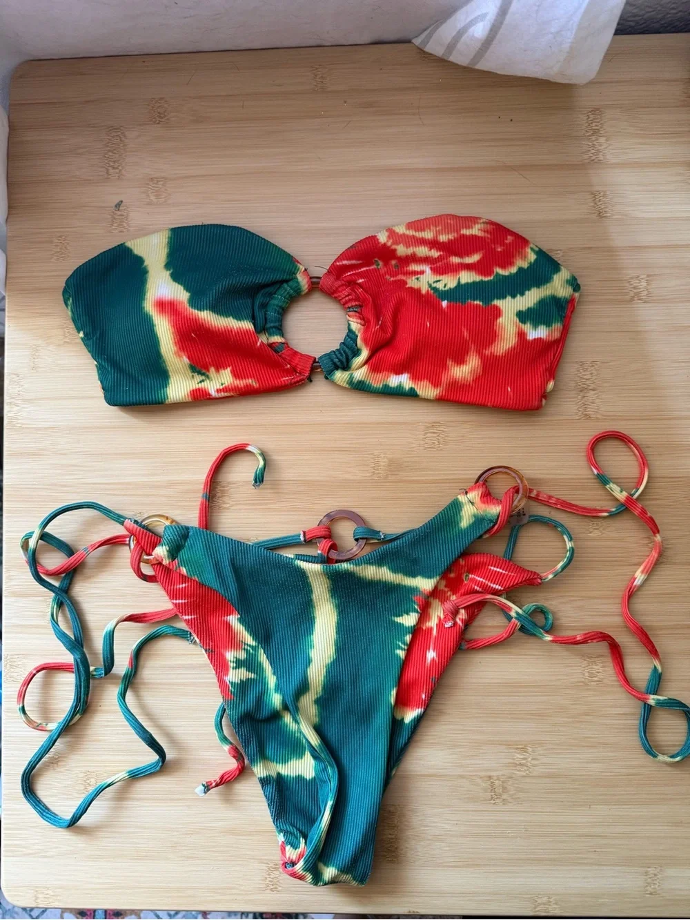 Tie die cheeky bikini set